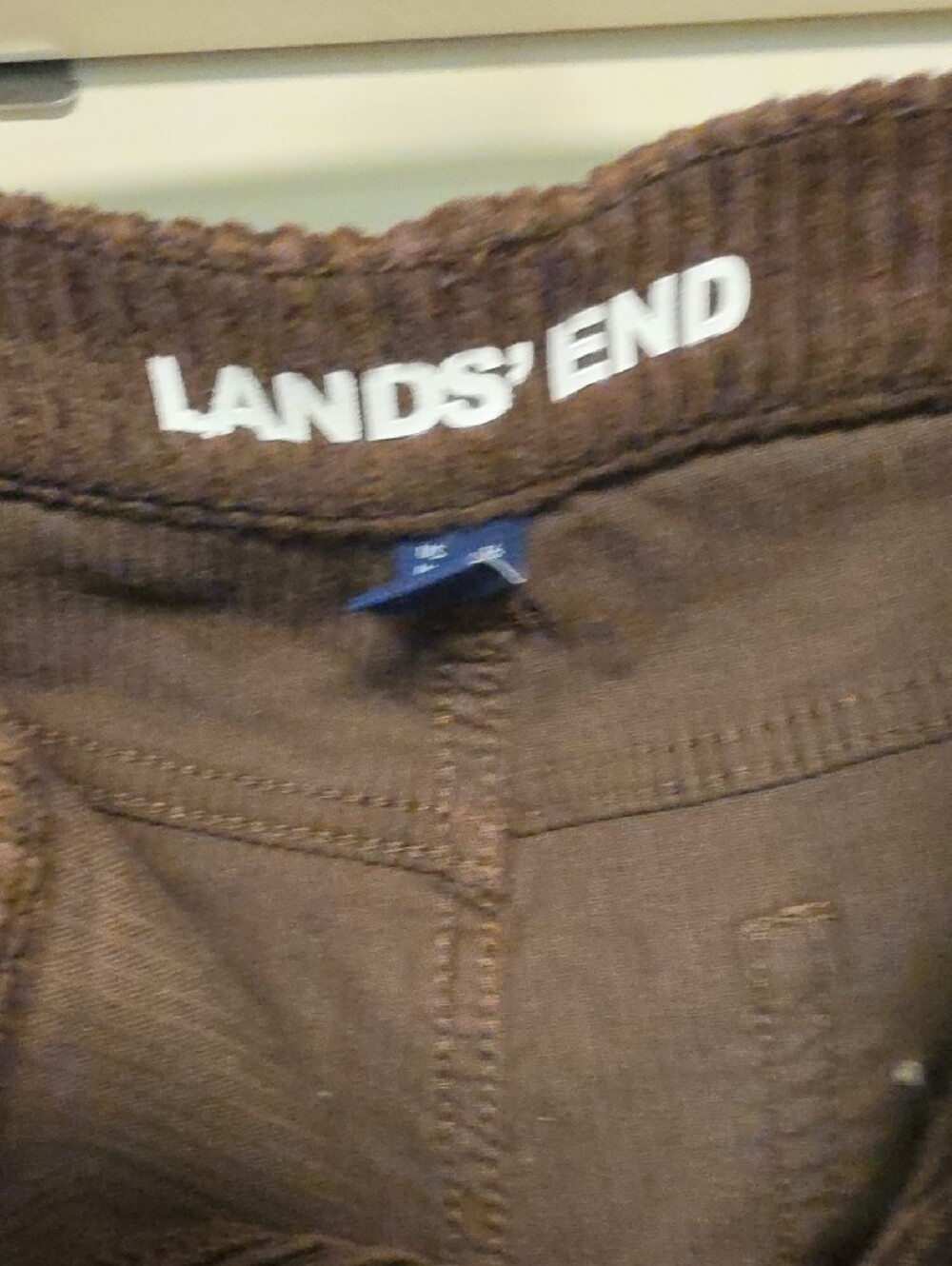 Lands' End Women's Corduroy Trousers in Cream and Dark Brown - Picture 4 of 8
